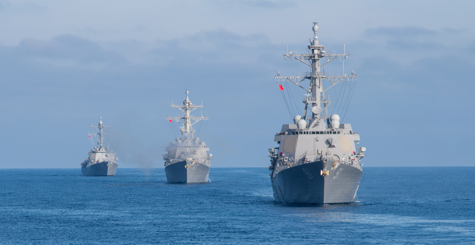 Navy Ships In Ocean.